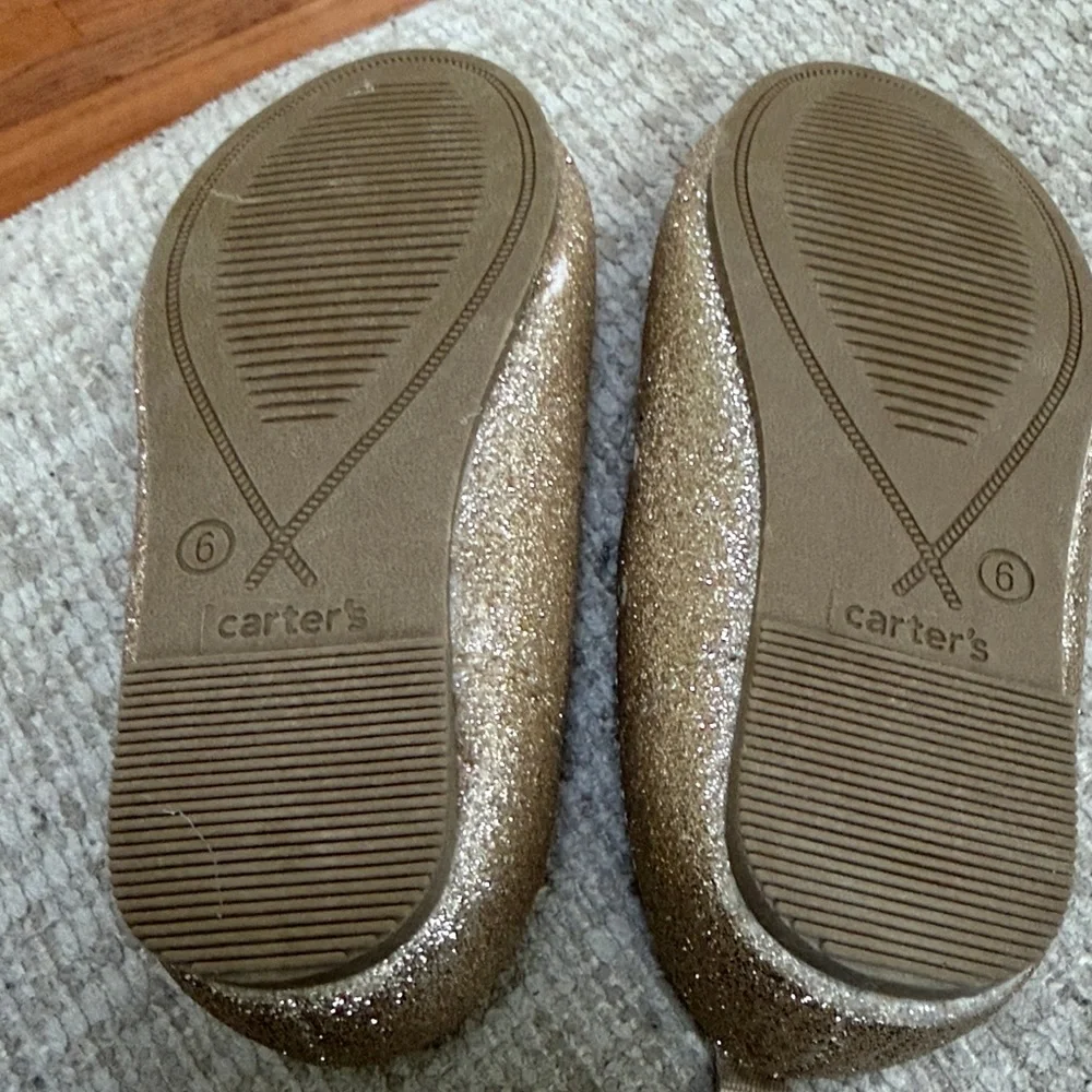 Carter's Gold Glitter Girls Mary Jane Shoes with Pink Lining